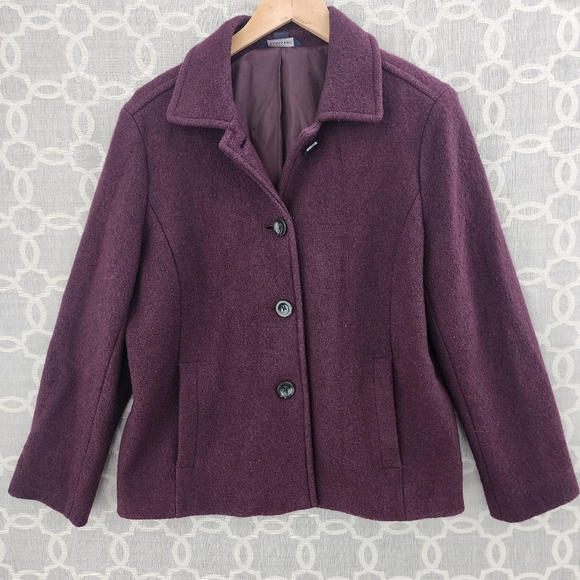 Lands' End Jackets & Coats Lands End Wool Blend Purple Button Tweed